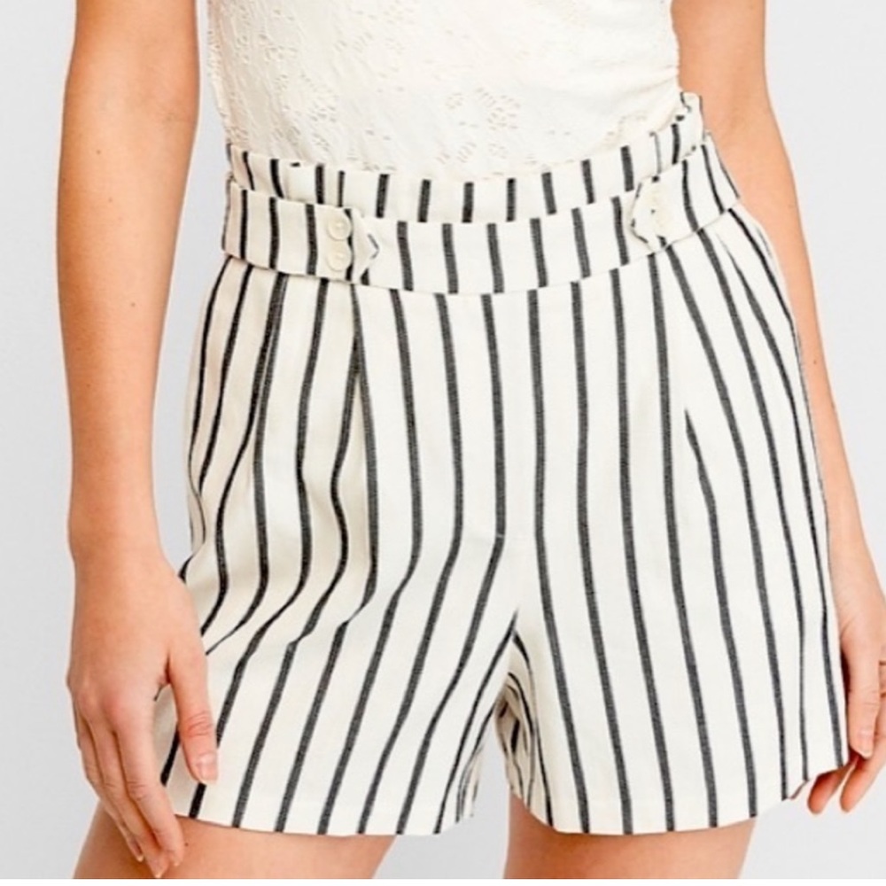 NWT Express extreme high rise linen blend stripped shorts